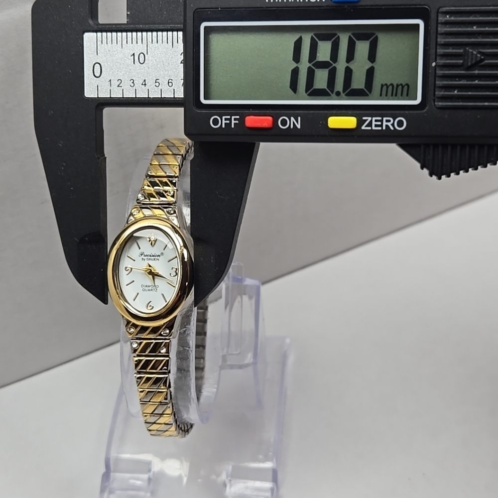 Gruen Precision Diamond Quartz Watch Two Tone Gold Silver New Battery Working - Picture 4 of 10